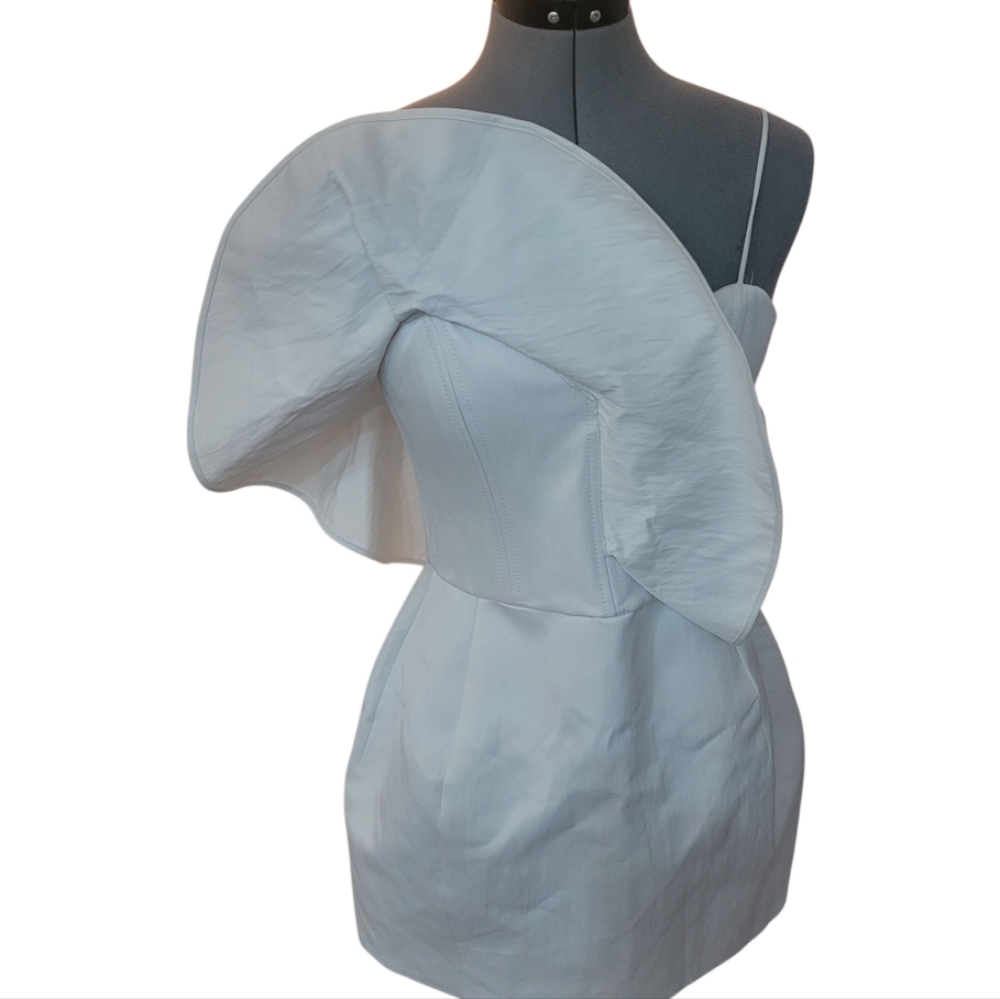 Zara White Ruffled Mini Dress - Picture 4 of 12